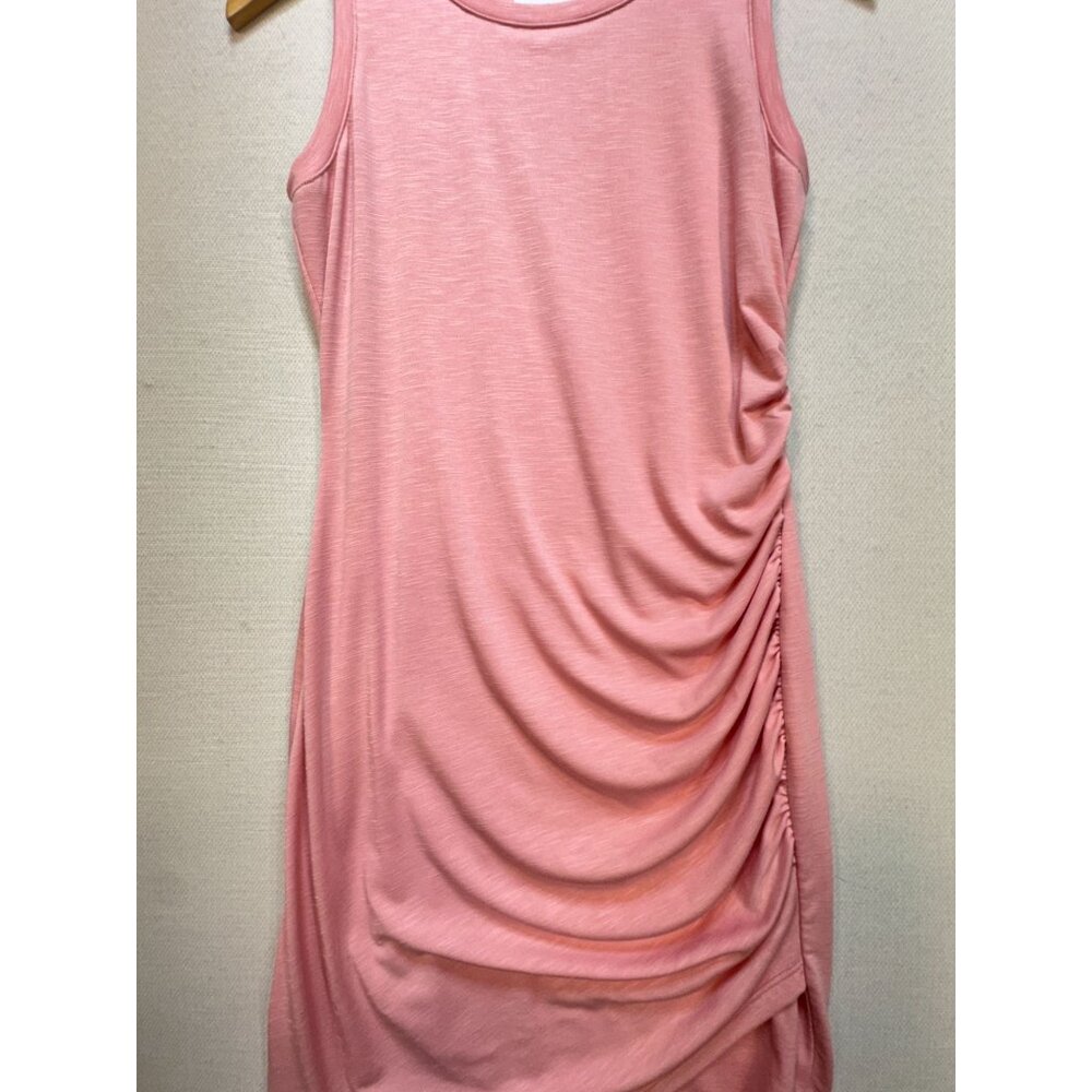 Nine West Women's Side Ruched Midi T-Shirt Dress Size S Pink Sleeveless Stretch - Picture 5 of 11